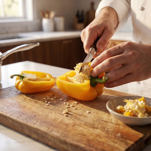 Seeded yellow bell pepper