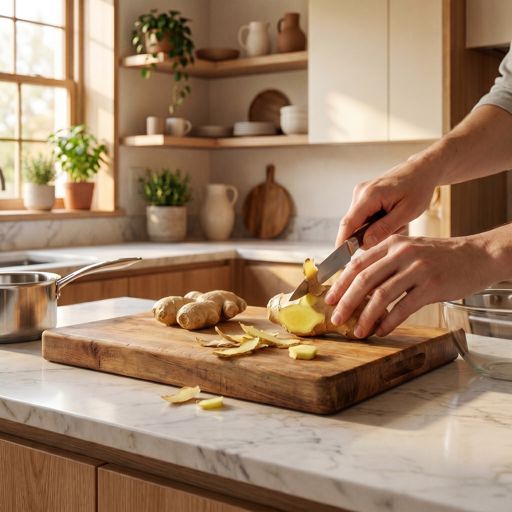 Peeled fresh ginger