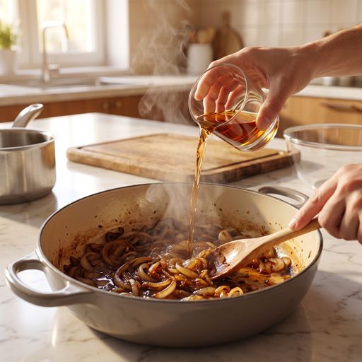 Step 4a: Deglaze with cognac