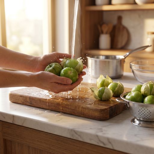 Rinsed tomatillo