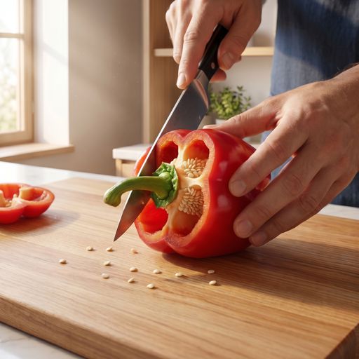 Seeded red bell pepper