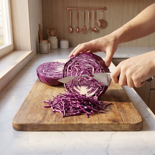 Shredded red cabbage