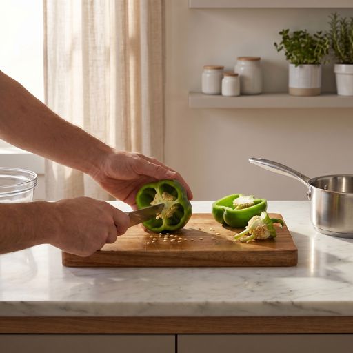 Seeded green bell pepper