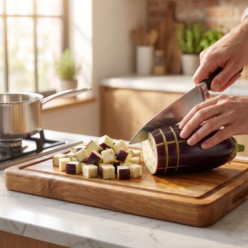 Cubed eggplant