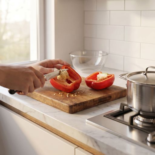 Seeded red bell pepper
