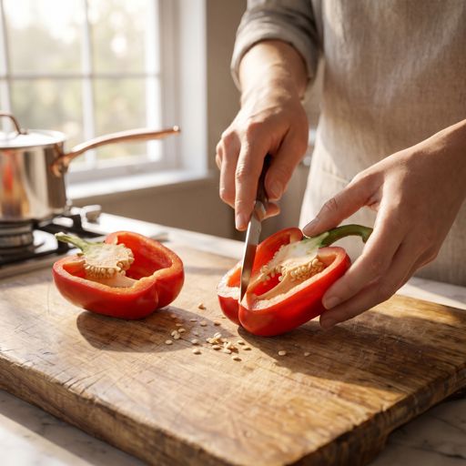 Seeded red bell pepper