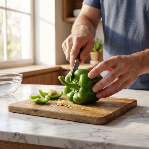 Seeded green bell pepper