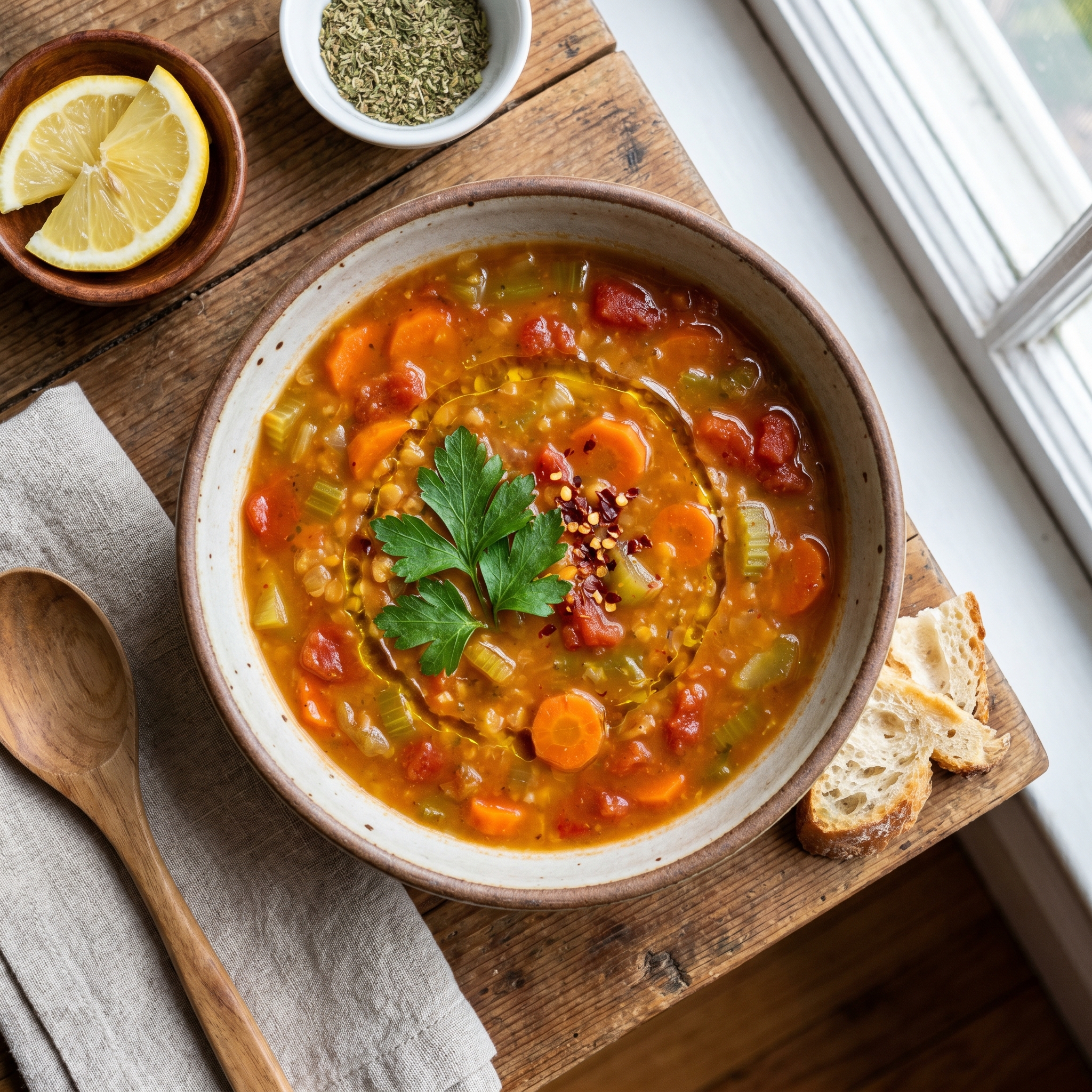 Mediterranean Red Lentil Soup