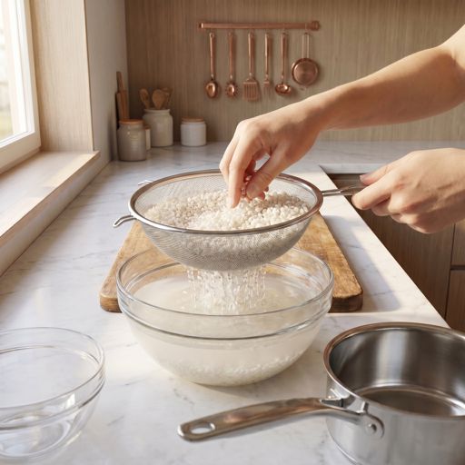Rinsed sushi rice