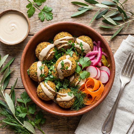 Crispy Falafel with Creamy Tahini Sauce