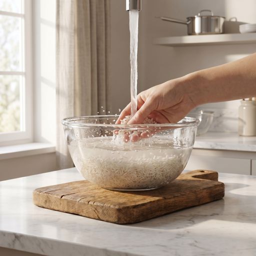 Rinsed long-grain white rice