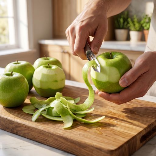 Peeled Granny Smith apples