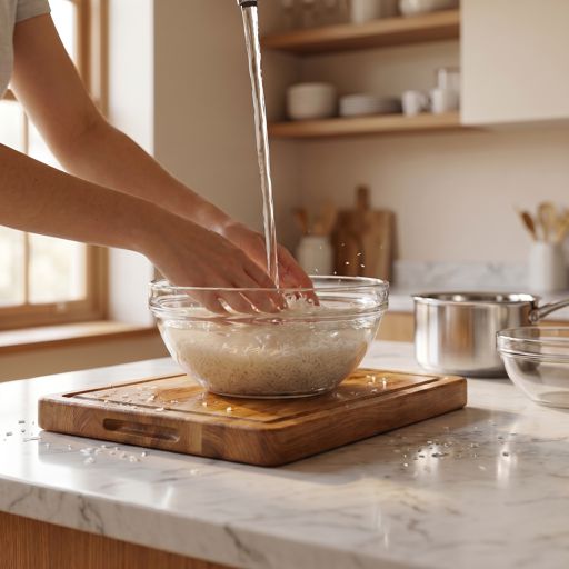 Rinsed long-grain white rice