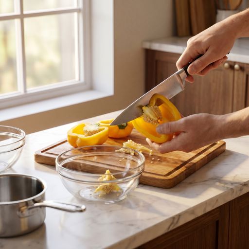 Seeded yellow bell pepper