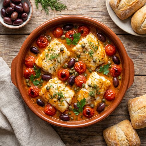 Baked Cod with Olives and Tomatoes