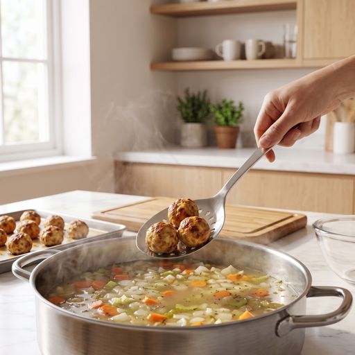 Step 11: Add Meatballs and Pasta