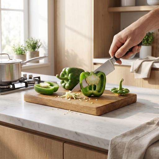 Seeded green bell pepper