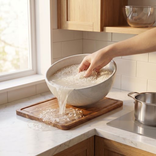 Rinsed long-grain white rice