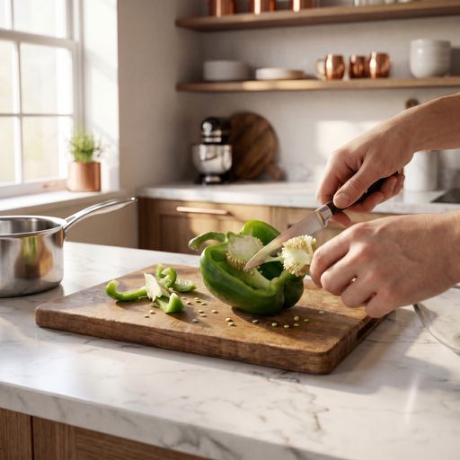 Seeded green bell pepper