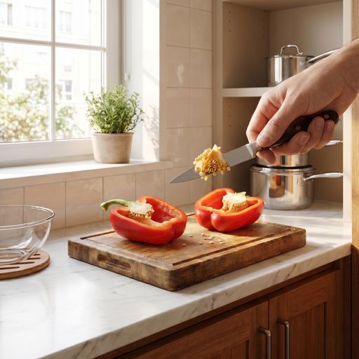 Seeded red bell pepper