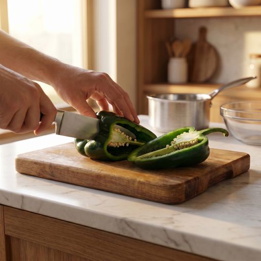 Halved poblano pepper