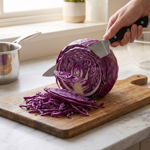 Thinly Sliced purple cabbage