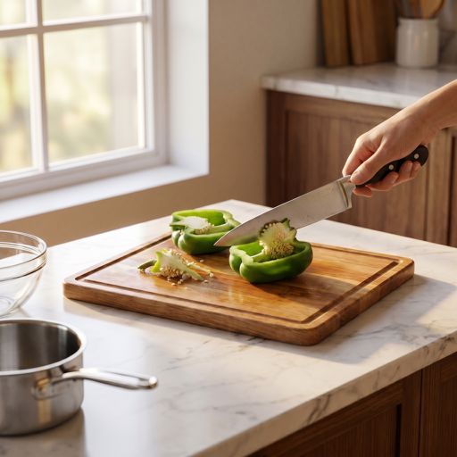 Seeded green bell pepper