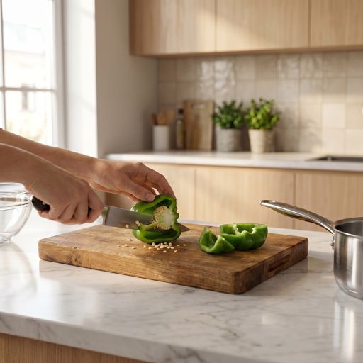 Seeded green bell pepper