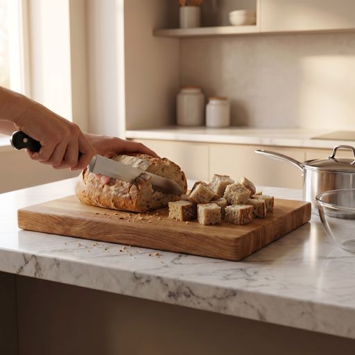 Cubed day-old bread