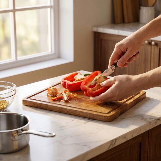 Seeded red bell pepper