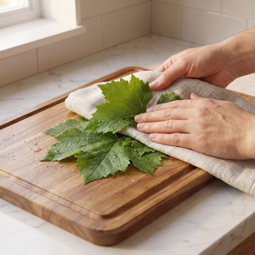Patted Dry grape leaves