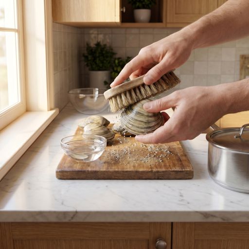 Scrubbed littleneck clams