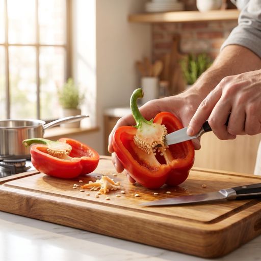 Seeded red bell pepper