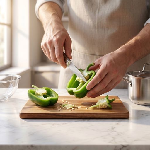 Seeded green bell pepper