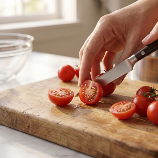 Halved cherry tomato