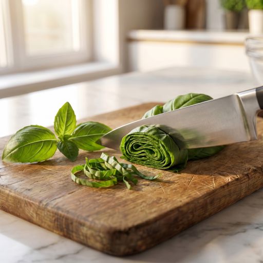 Chiffonade fresh basil