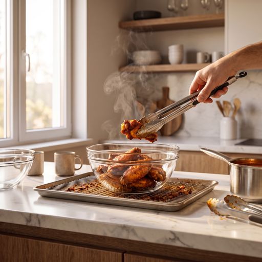 Step 8a: Toss Wings in Sauce