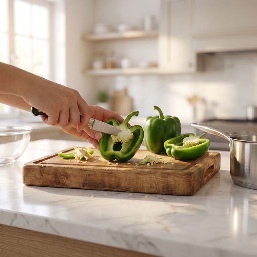 Seeded green bell pepper