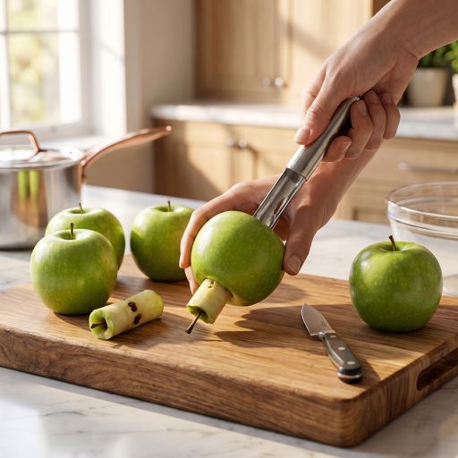 Cored Granny Smith apples