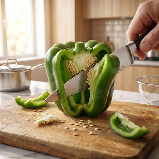 Seeded green bell pepper