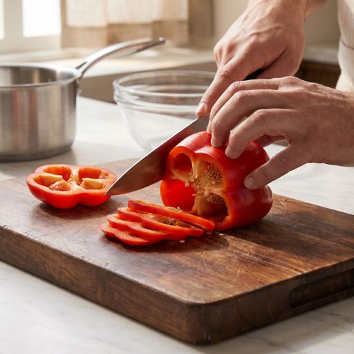 Thinly Sliced red bell pepper