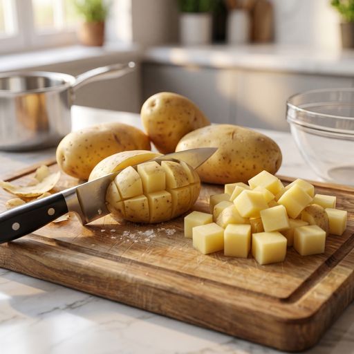 Cubed Yukon Gold potato