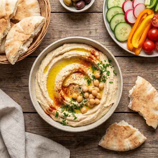 Creamy Homemade Hummus with Warm Pita