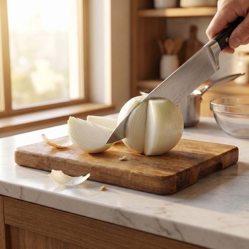 Quartered white onion