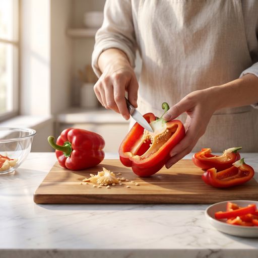 Seeded red bell pepper