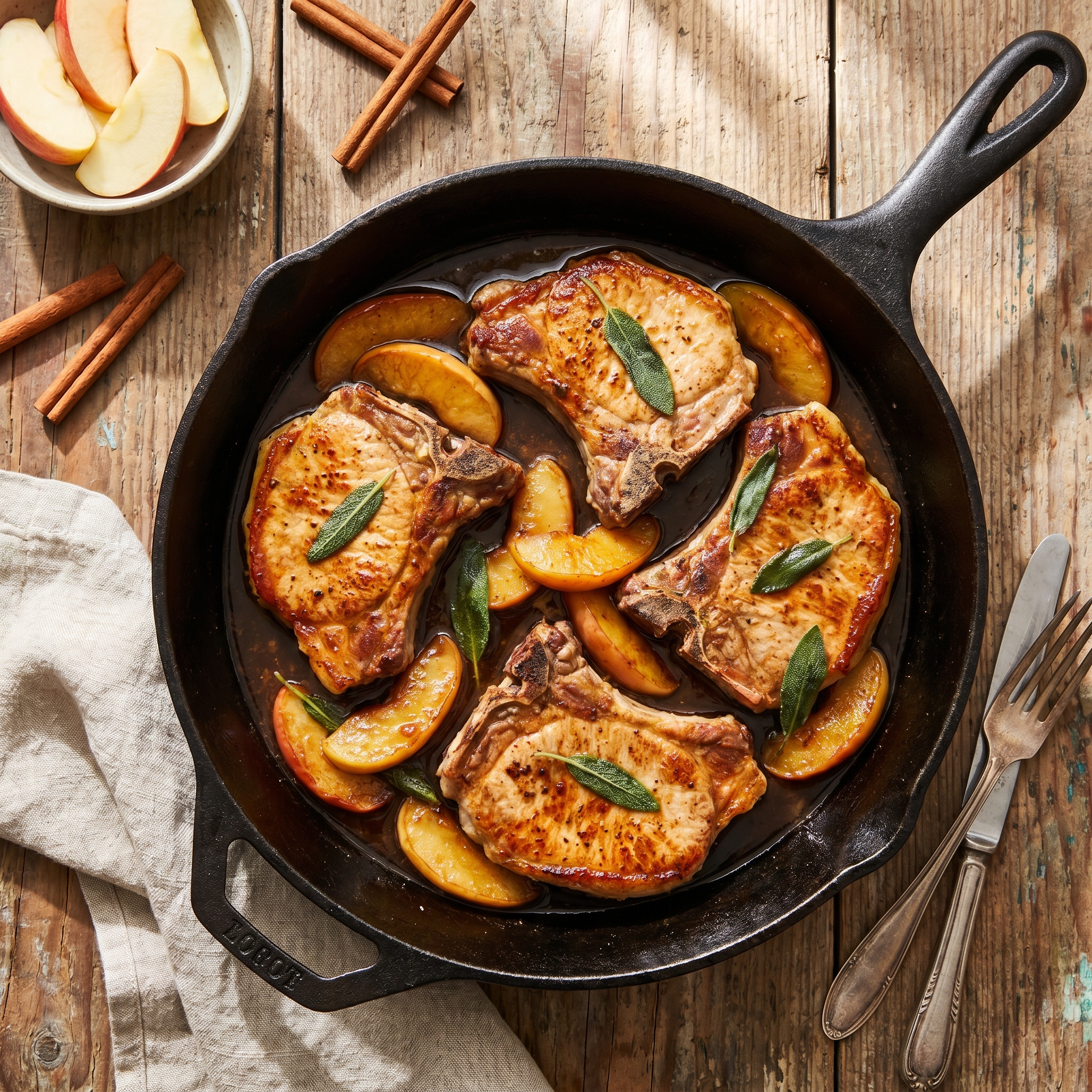 Skillet Pork Chops with Cinnamon Apples
