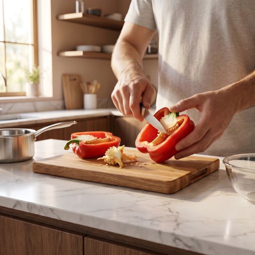 Seeded red bell pepper