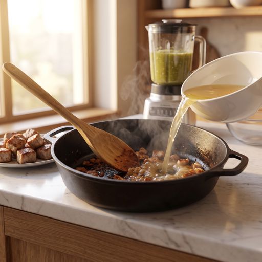 Step 8a: Deglaze and Build the Braise