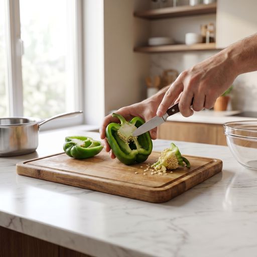 Seeded green bell pepper