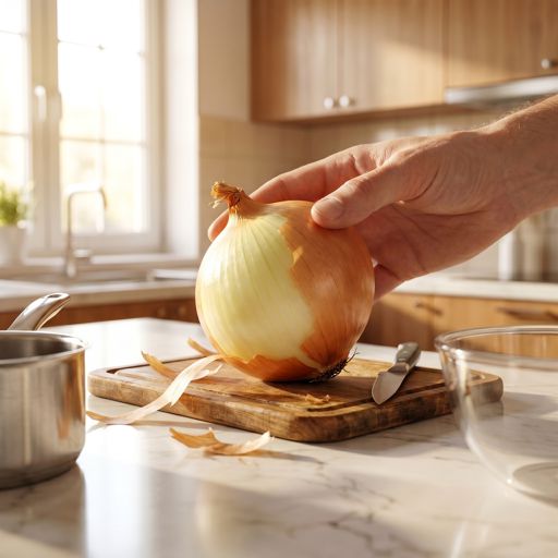 Peeled yellow onion